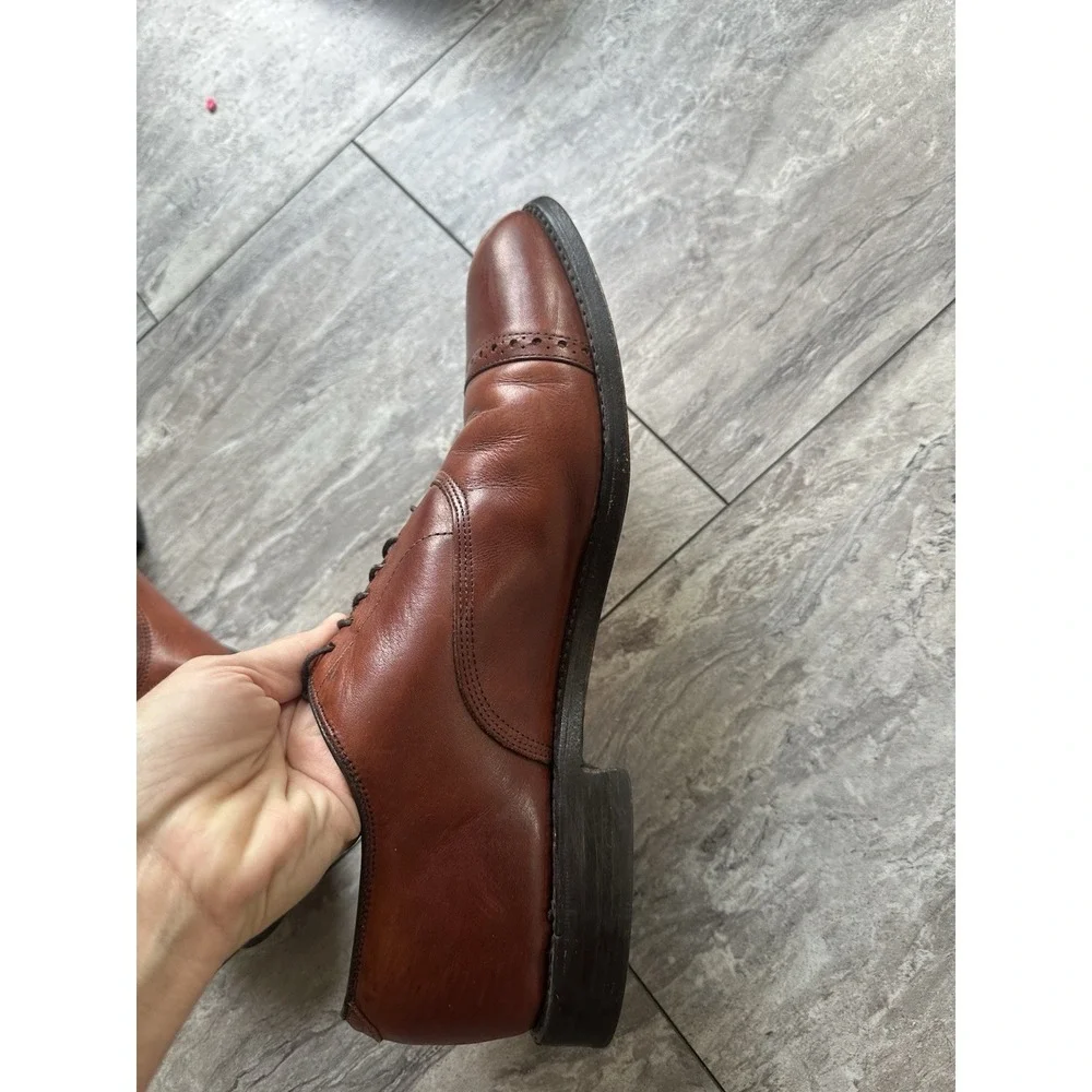 Allen Edmonds Clifton Leather 9.5 D Brown Cap Toe Oxford Dress Shoes